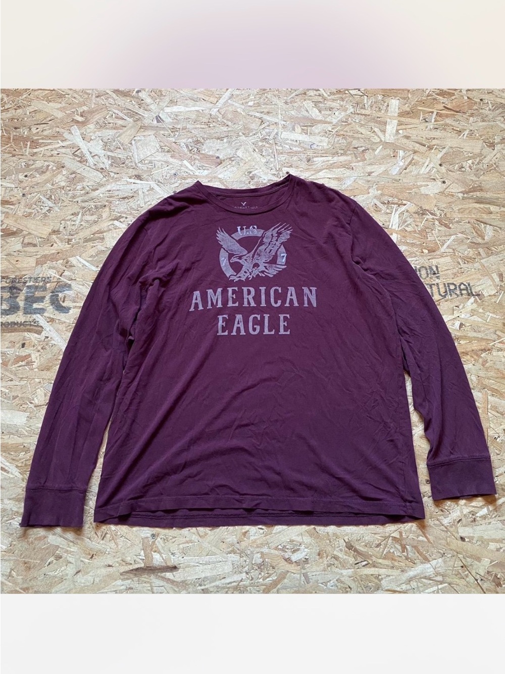 American Eagle Outfitters Long-Sleeve Logo Tee - Burgundy